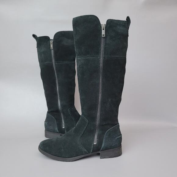 UGG Boots Womens Sorensen Tall Side Zip Riding Boot 1103729 Black Suede Heels - Picture 1 of 10